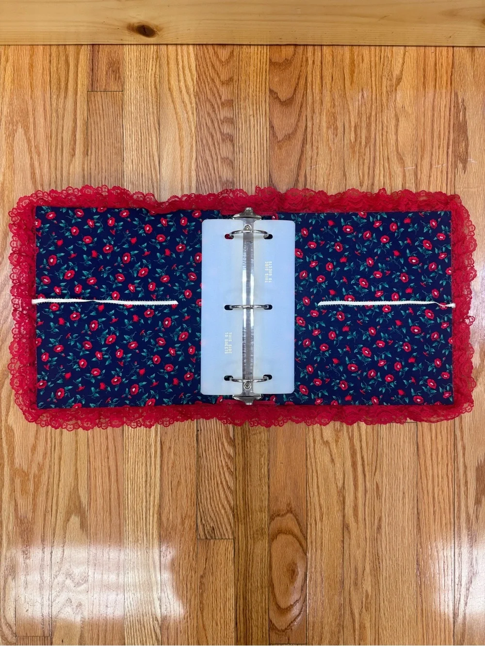 Handmade Navy Floral & Red Lace Photo Album 90’s Cottagecore